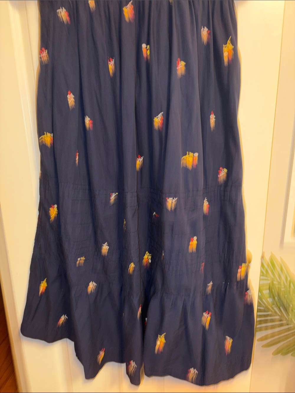 Pilcro Navy Blue Midi Dress with Small Multicolor Floral Embroidery - Picture 10 of 12
